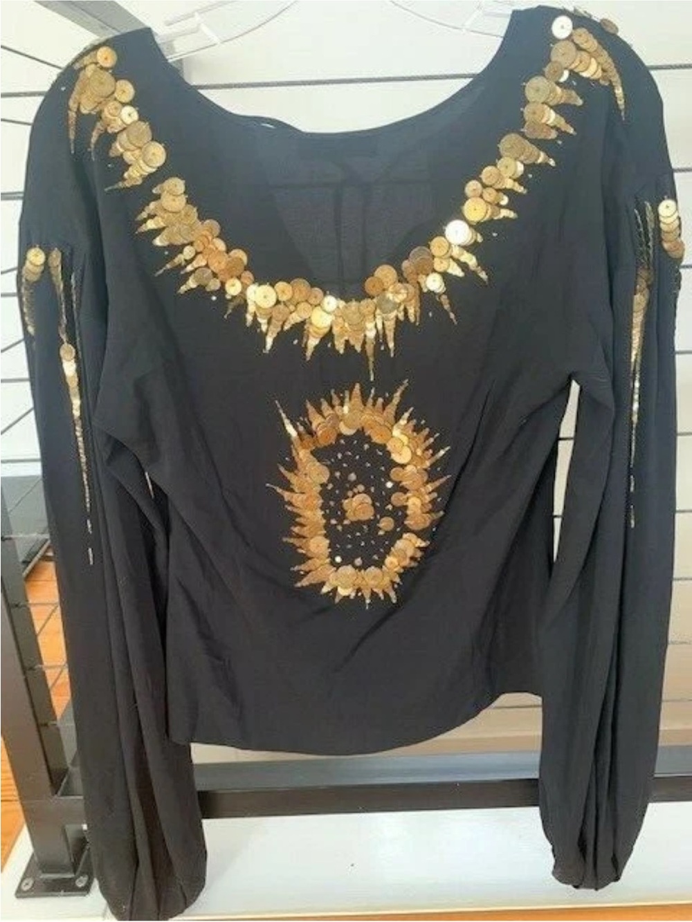 Authentic EMILIO PUCCI Firenze Women’s Sequins & silk Long Sleeve Top Sz 10